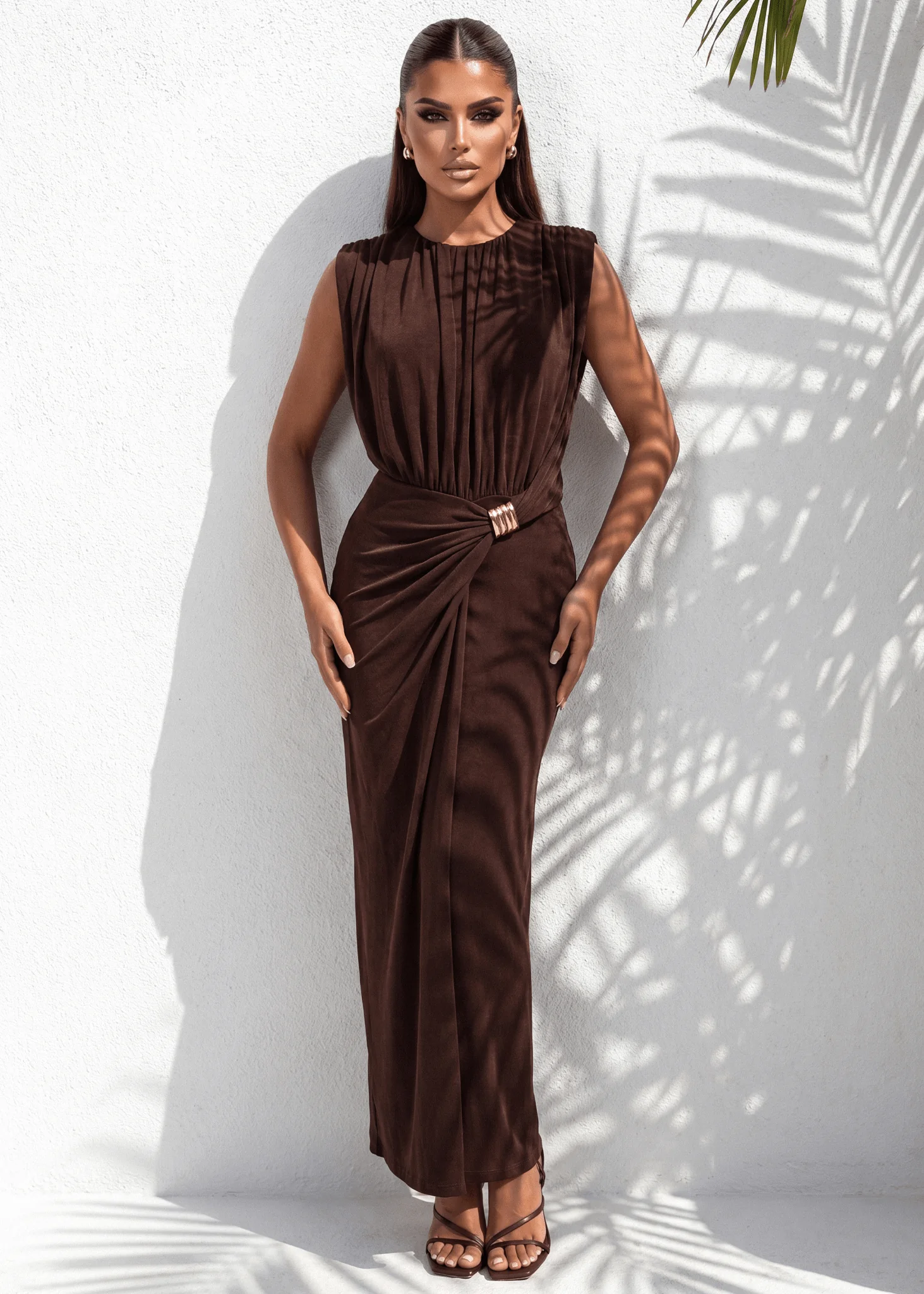 Falling Into You Maxi Dress - Brown