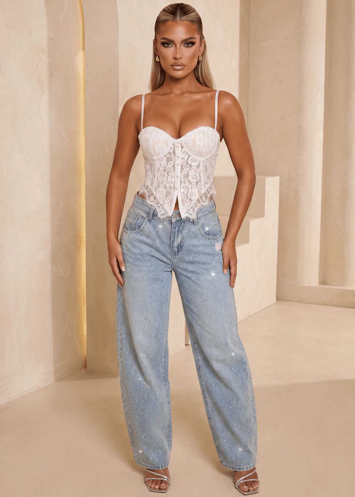 Final Goodbye Lace Corset Top - White - Image 2