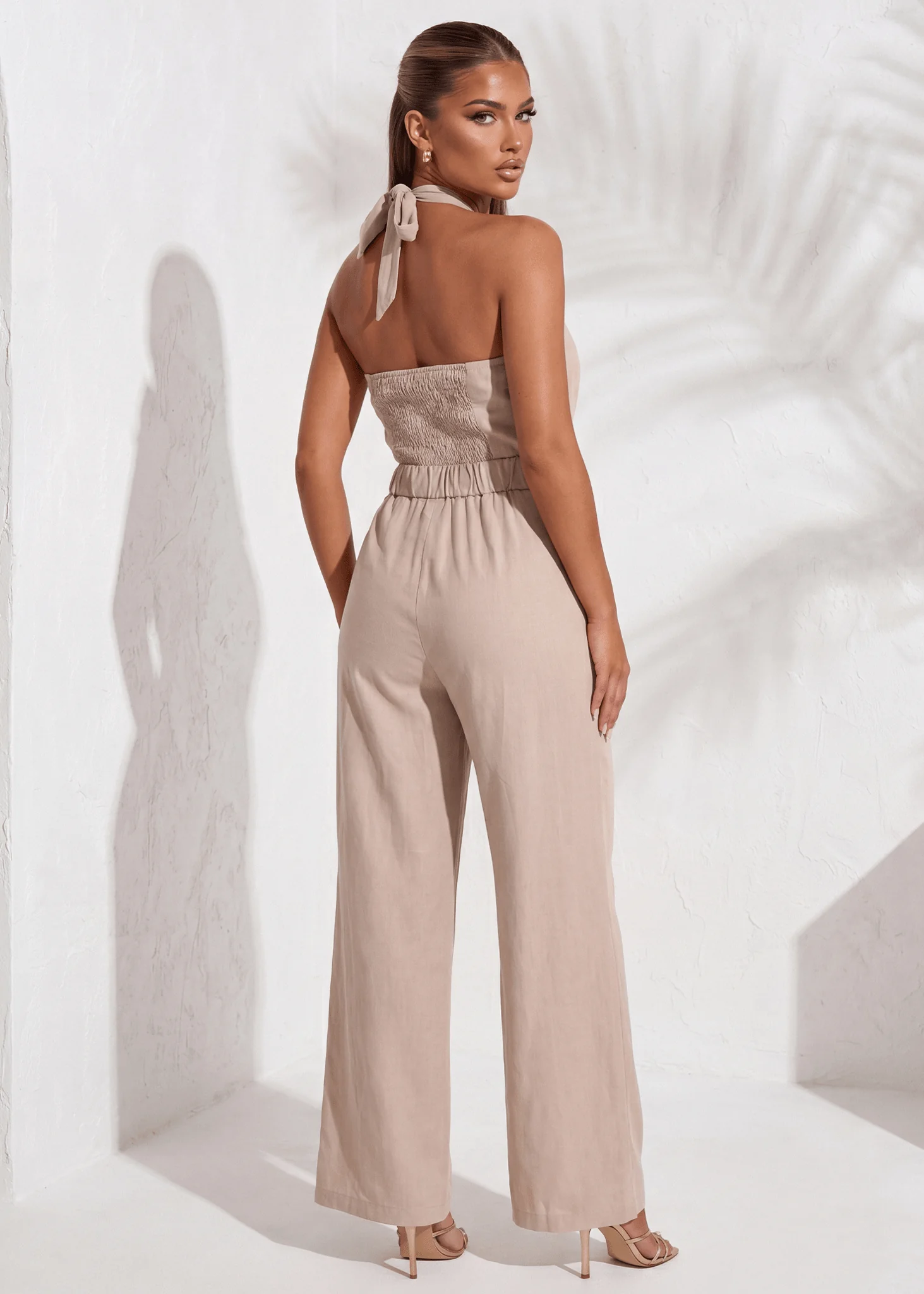 Idle Heart Halterneck Jumpsuit - Beige - Image 2