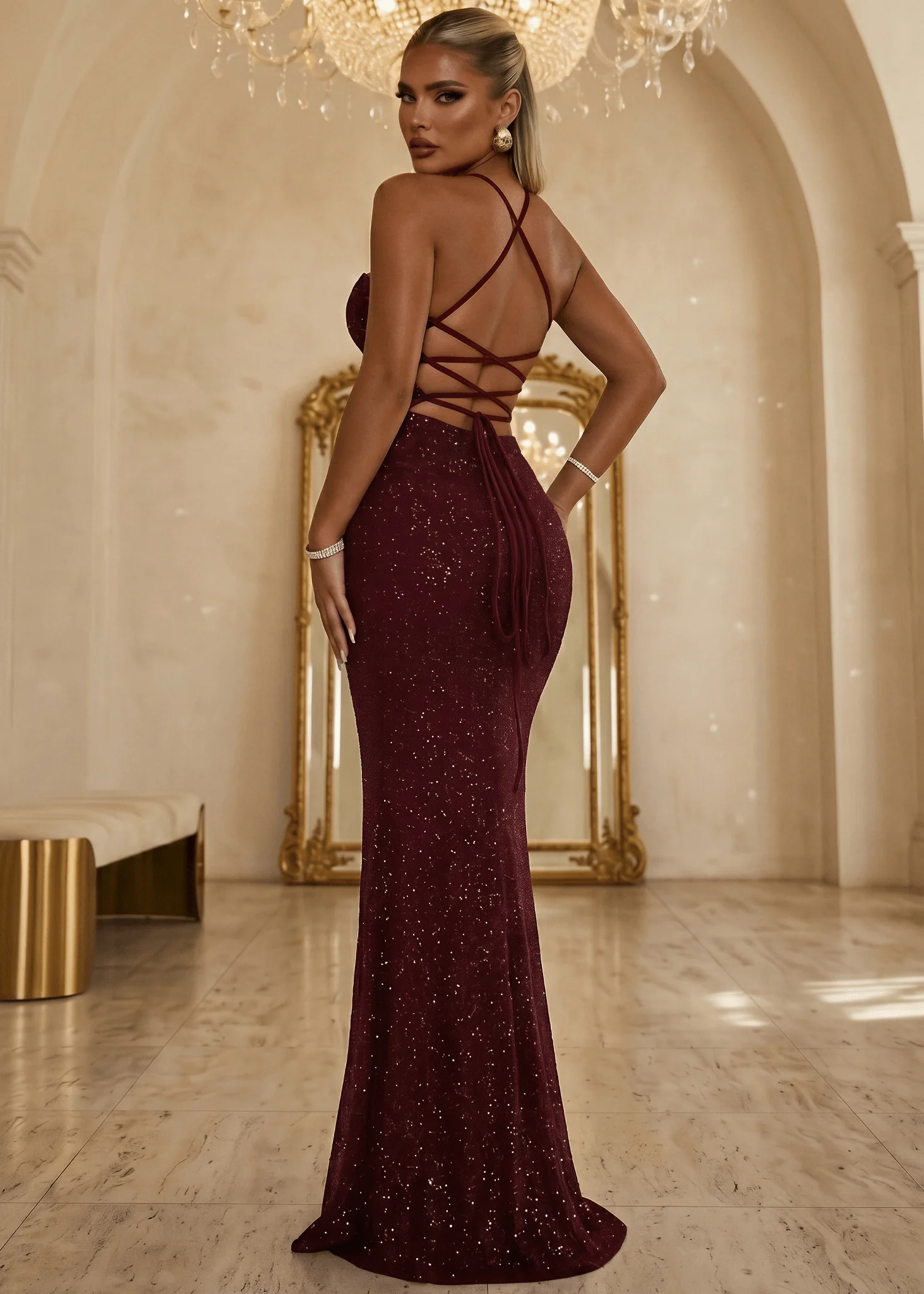 In The Spotlight Maxi Dress - Burgundy - Image 2