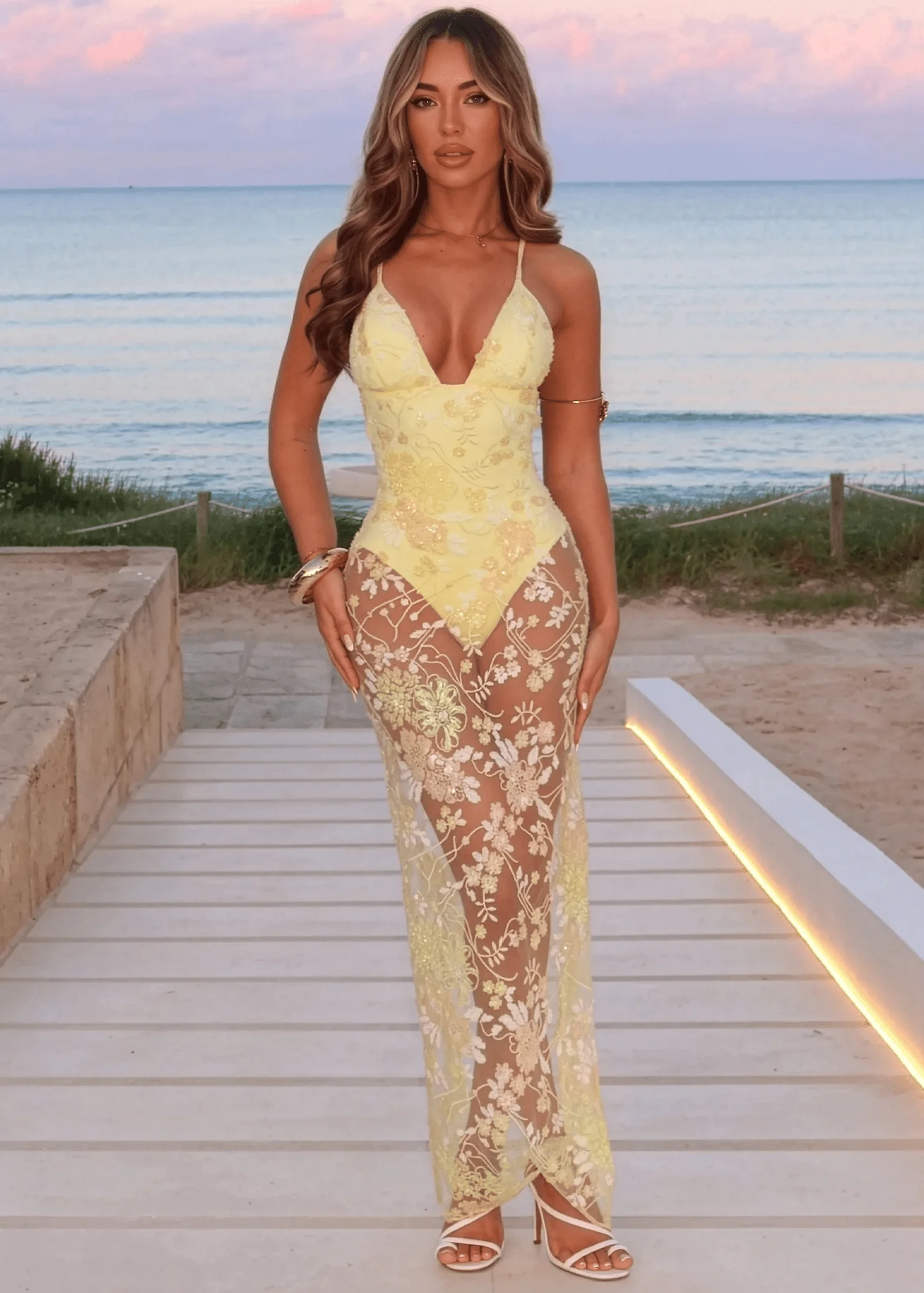 Sweetest Soul Floral Embellished Maxi Dress - Yellow - Image 2